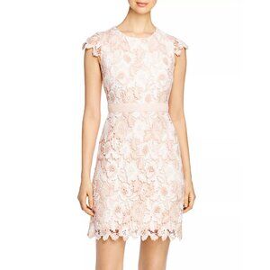 KARL LAGERFELD PARIS Cap-Sleeve Lace Dress sz 4 peach